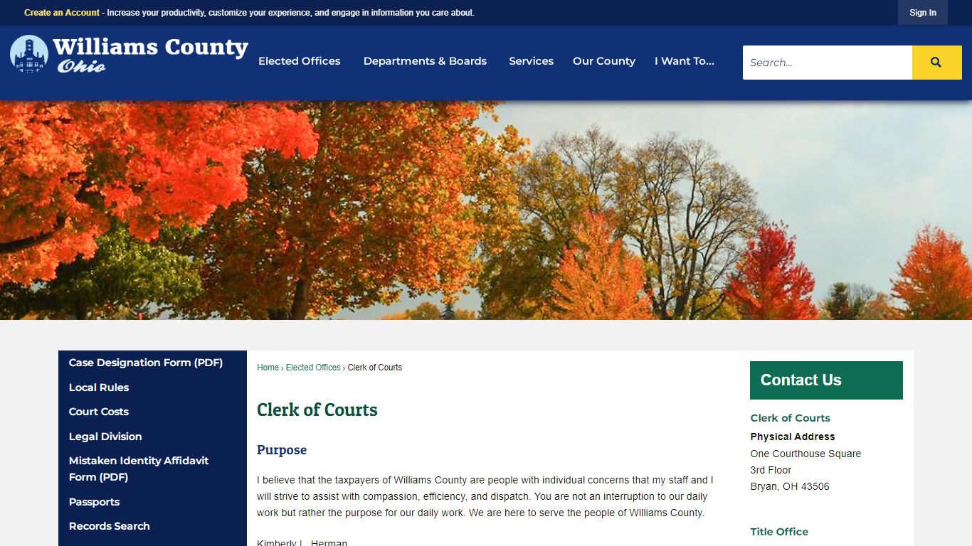 Clerk of Courts - Williams County, Ohio