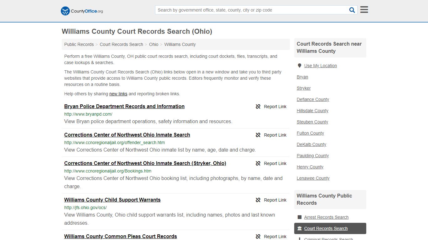 Williams County Court Records Search (Ohio) - County Office