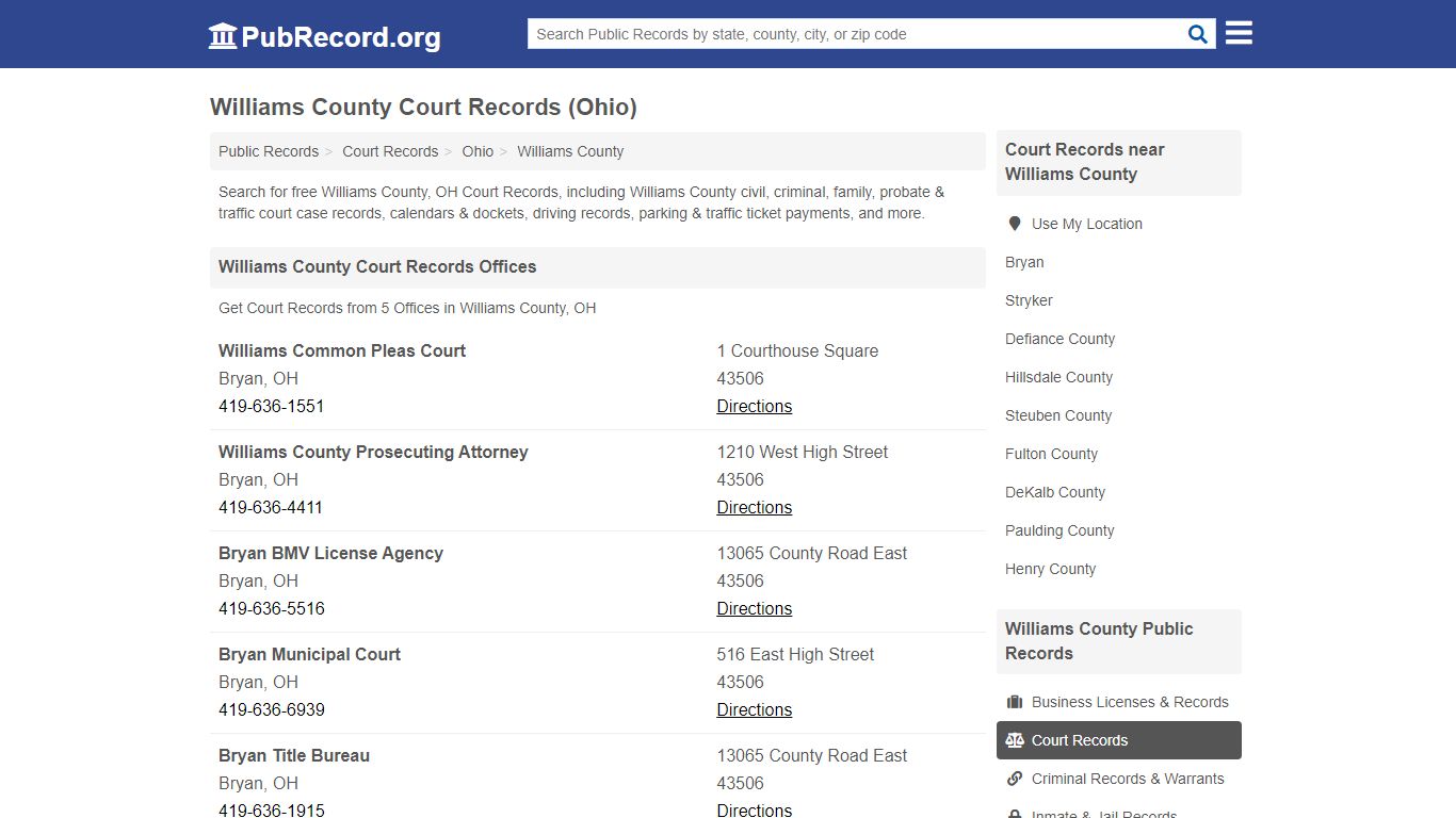 Free Williams County Court Records (Ohio Court Records)